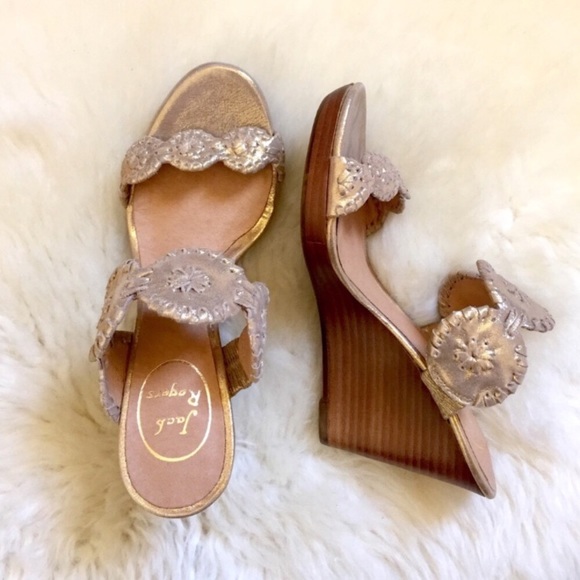 Jack Rogers Gold Luccia Stardust Platform Wedges - Picture 5 of 8